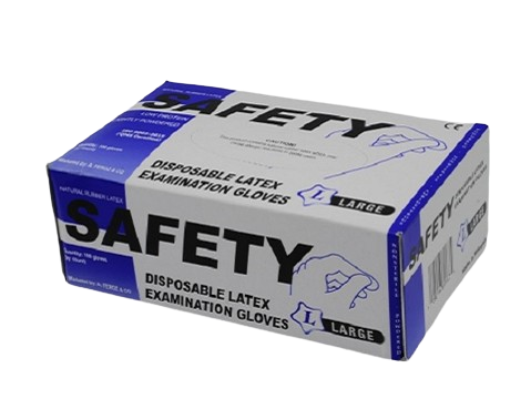 DISPOSABLE LATEX EXAMINATION GLOVES 100 pcs