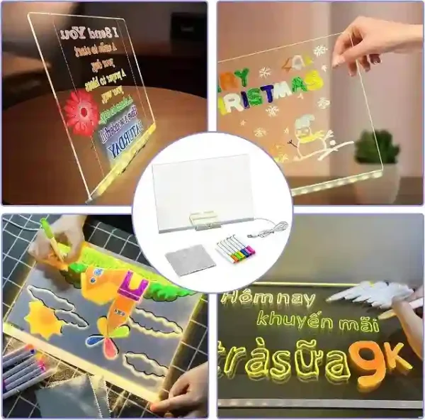 Led Writing Acrylic LED Writing Board with 7 Neon Pens & Night Light – Creative Art ...