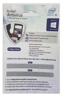 McAfee Antivirus 2 User 1 Year MarketPk